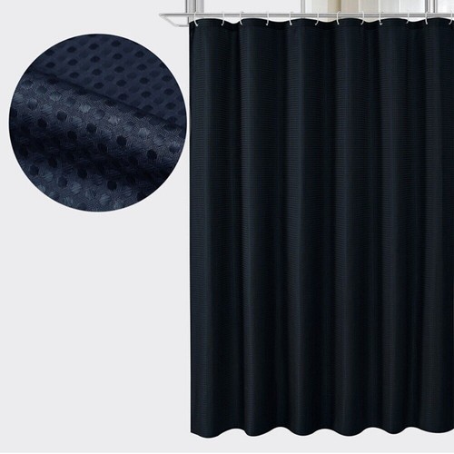 Extra Long Fabric Shower Curtain Waterproof With Hooks Weighted Hem 180x180cm - Picture 18 of 19