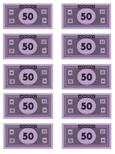 Monopoly Money 50's 2025 Cash Genuine Official Fifty Dollar Notes 10-40 Pack - Picture 2 of 10