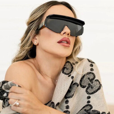 Fashion Oversized Flat Top Sunglasses Outdoor UV400 Protection Sun Visor Glasses
