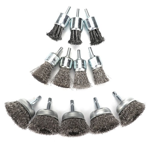 12Pcs Mix Stainless Steel Wire Wheel Brush Kit With 1/4" Shank For Die Grinder - Picture 4 of 6