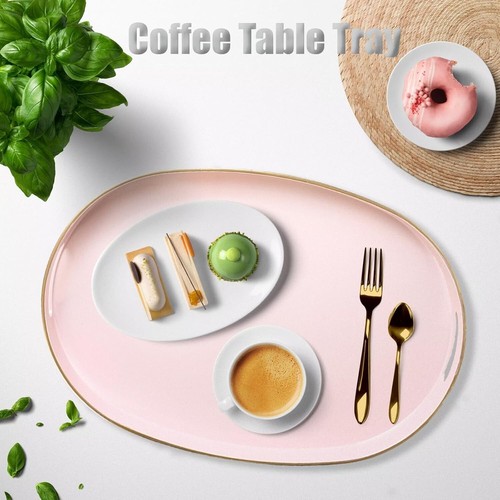 Elegant 15.5" Oval Pink Trays with Handles for Display & Organizing – Set of 2 - Picture 7 of 8