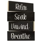 JennyGems Relax Soak Unwind Breathe Bathroom Wood Block Set, Bathroom Decor
