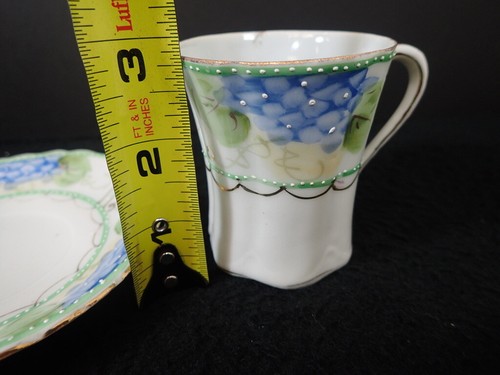 Nippon Handpainted Demi Tasse & Plate (2) Sets w/ Grapevines & Gold Colored Rim - Picture 7 of 7