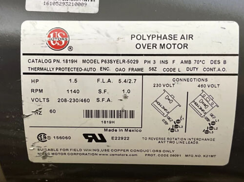US MOTORS P635YELR-5029 See Desc - Picture 2 of 6