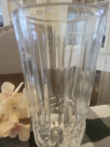 Jarrón pesado de cristal transparente cortado a mano firmado Val St. Lambert 8" hecho en Bélgica - Imagen 3 de 8