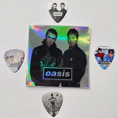 OASIS LIAM GALLAGHER NOEL PLECTRUMS x 0.7 + Holographic Sticker Set Plecs