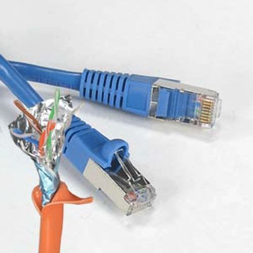 Cable blindado azul 1/2-40'Ft Cat5E Giga Lan red Ethernet CMX exterior FTP - Imagen 1 de 2