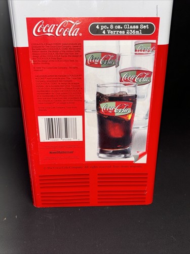 Coca Cola 1999 Coke Vending Machine Tin with 4 pc. 8 oz. Glass Set inside tin - Picture 6 of 6