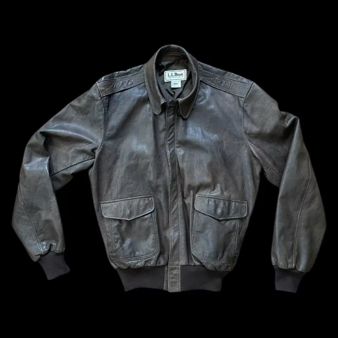 VTG LL BEAN A-2 Flying Tigers Leather Flight Bomber Jacket Mens