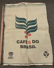 Large Burlap Jute Coffee Bean Bag Sack 38”x27”Cafe's Do Brasil Eagle Wall Art