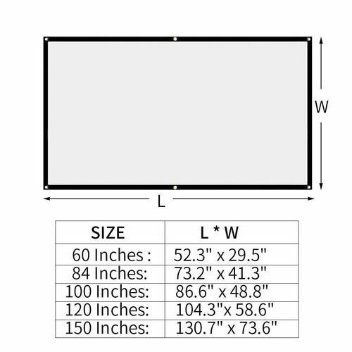 Portable 60-150'' Foldable Projector Screen 16:9 HD Outdoor Home Cinema Theater - Picture 7 of 12
