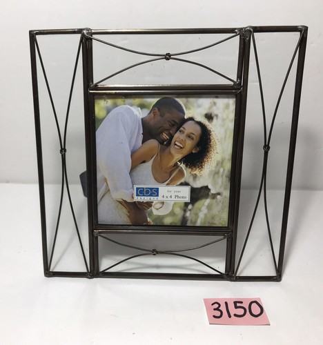 Bronze Metal & Glass Picture Frame 7x7” Holds 4x4” Photo Tabletop CBS Design NEW - Picture 12 of 12