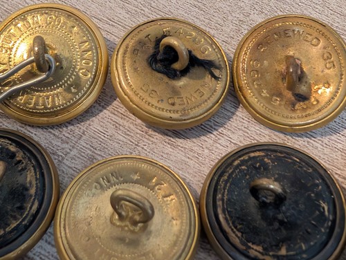 18 Military Uniform Buttons Waterbury, NS Meyer, Renewed 35, Handy ++ All Marked - Picture 3 of 10