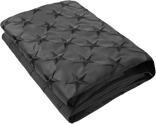 3x5FT Embroidered All Black American Flag US Black Flag Tactical Decor Blackout - Picture 6 of 7