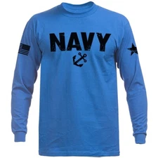 Navy Military Patriotic US Flag Veteran Long Sleeve