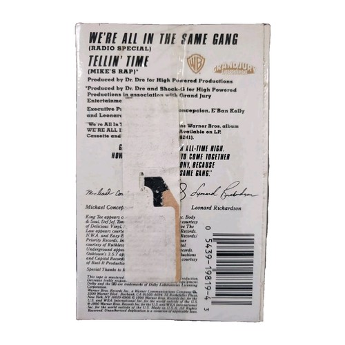 The West Coast Rap All-Stars We're All In The Same Gang Cassette Single 1990 NEW - Picture 2 of 4