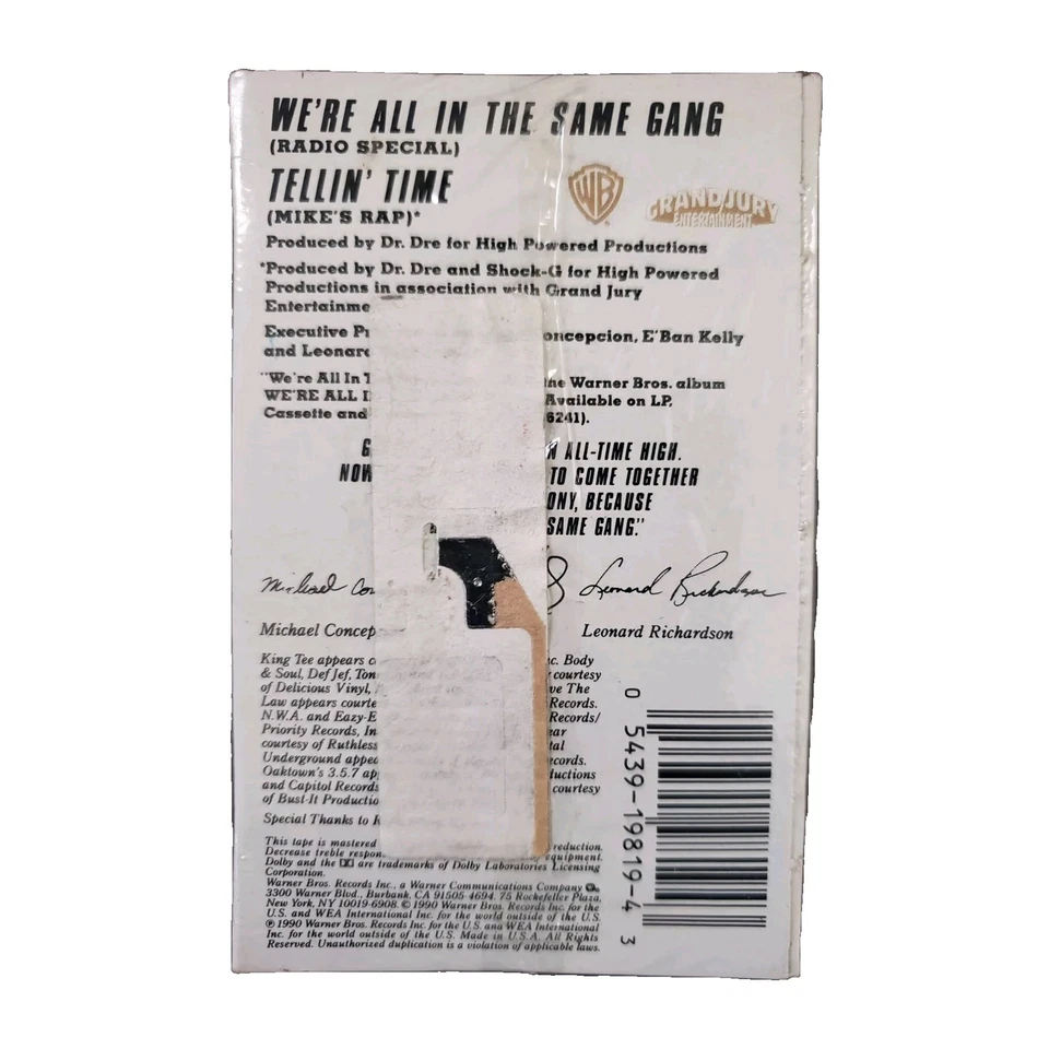 The West Coast Rap All-Stars We're All In The Same Gang Cassette Single 1990 NEW - Image 2 of 4