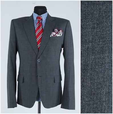 Mens Vintage Sport Coat 38R US Size Grey Wool Blazer Jacket