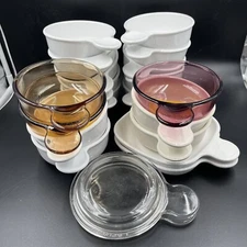 Corning Ware GRAB-IT Bowls Plates PYREX Lids White Amber Cranberry BY THE PIECE