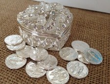 Wedding Arras Silver Plated /Unity Coins/ Heart Shaped Keepsake / Arras De Boda