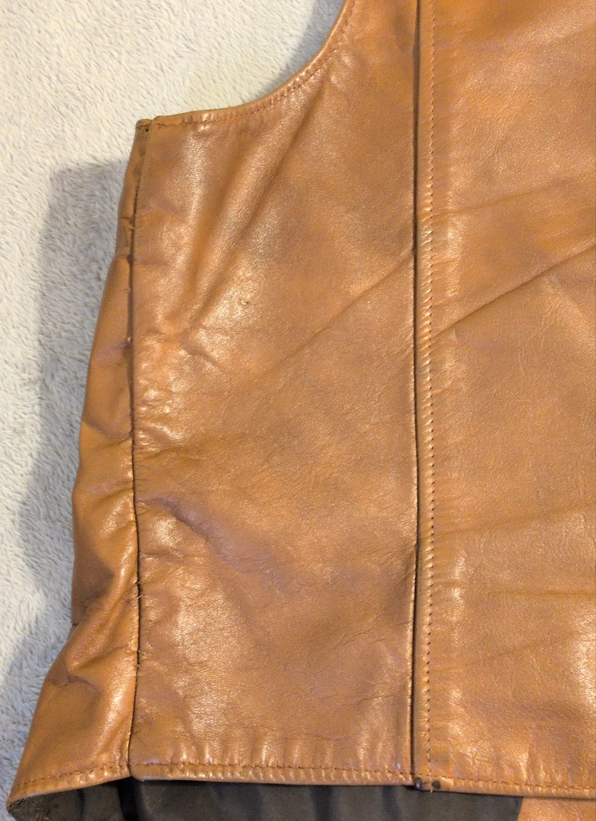 Vtg Rancher Leather Yoke Vest Schott XL USA Distressed Cowboy Cut MC Motorcycle - product detail image 14