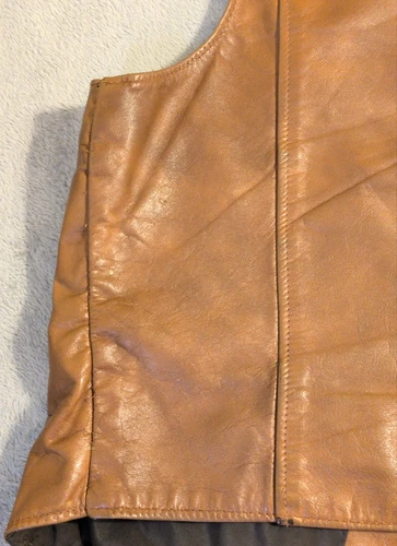 Vtg Rancher Leather Yoke Vest Schott XL USA Distressed Cowboy Cut MC Motorcycle image 14