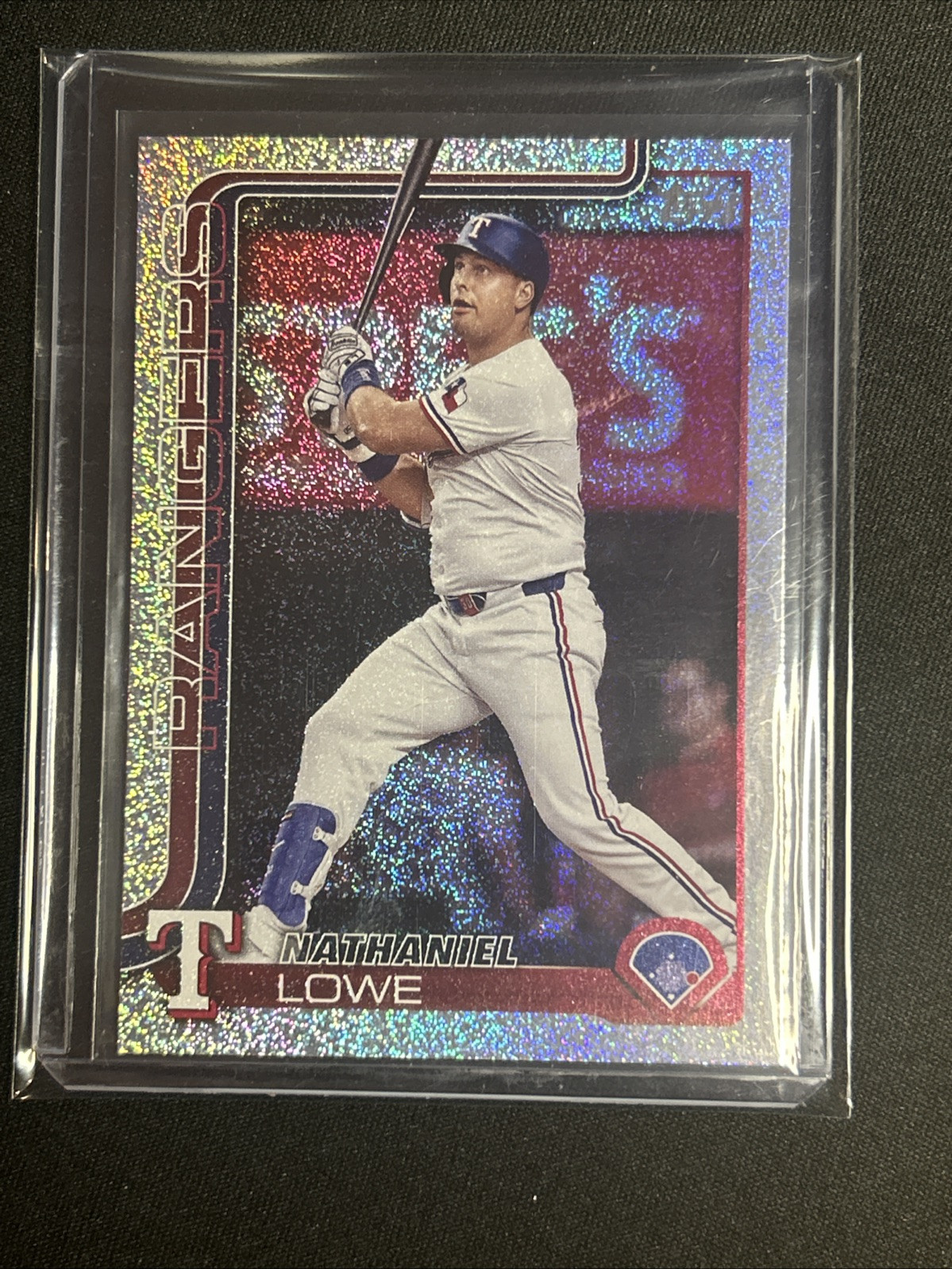 🔥Nathaniel Lowe 2025 Topps Series 1 “Sandglitter” SSP (print Run /573)  Rangers