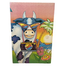 Lisa Frank Vtg 1988 3 Ring Photo Album Notebook Binder Multi-Color Cow Camera