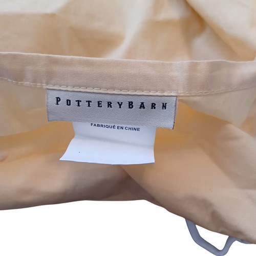 Pottery Barn Hemstitch Banded Duvet Cover & Flat Sheet King Butter Yellow/White - Picture 4 of 11