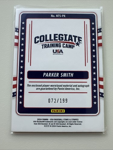2024 Stars & Stripes - Parker Smith - #NTS-PS Collegiate Auto Relic /199 - Bild 6 von 6