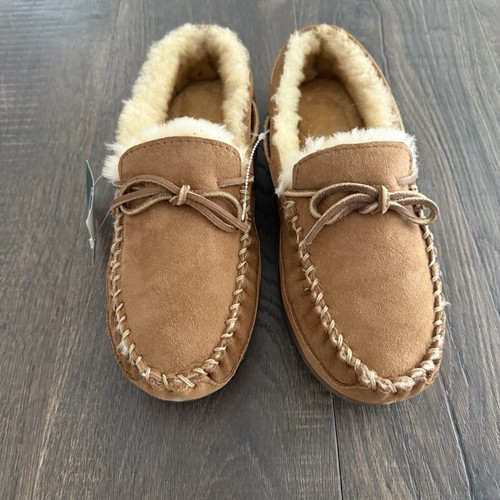 $90 NEW LL Bean NWOB Wicked Good Moccasin Vtg Fur Lined 10 M O5488 Tan Beige - Picture 3 of 6