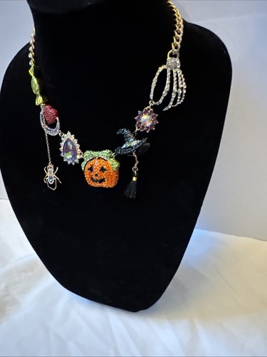 Collana Halloween Betsey Johnson collare zucca strega ragno scheletro nuova con etichetta - Foto 2 di 6