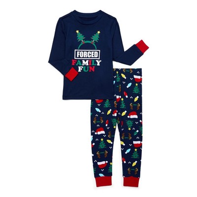 NEW Forced Family Fun Christmas pajama set humor boys/girls sz 8