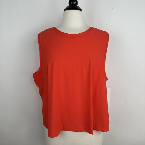 NWT Athleta Ultimate Muscle Tank Plus 1X 18W Vermillion Relaxed Crop Top Mesh - Picture 3 of 12