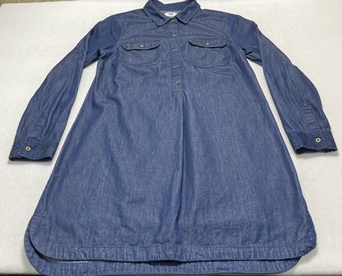 Lot Of 2-Old Navy Blue Collared 1/2 Button Chambray Denim Shirt Dress Size S/P - Picture 5 of 7