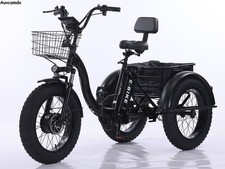 20" Folding Electric Tricycle 500W 48V 12Ah 3 Wheel e-Bicycle Fat Tire E-Trike