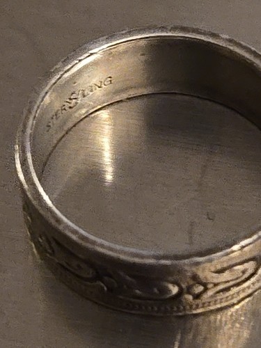 Anillo De Colección JD Schlang Co WS Plata Esterlina Grabado Banda Ancha 925 Talla 5.25 3.15g - Imagen 6 de 8