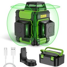 Laser Level 360 Self Leveling, Rechargeable Green Laser 3x360° Cross Line Laz...