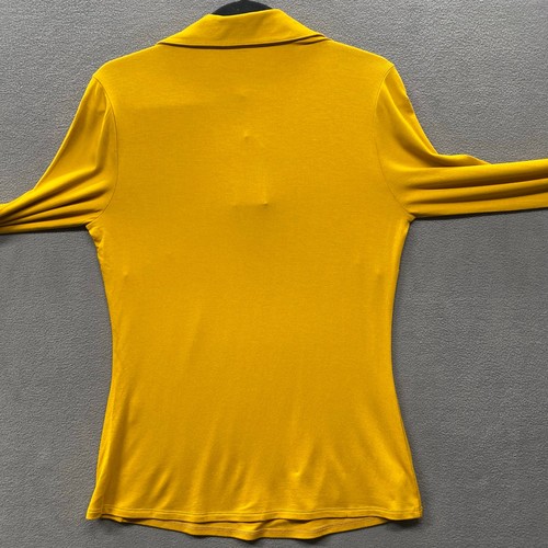 Universal Standard Aalto Liquid Jersey Polo Top Womens 2XS Mustard Long Sleeve - Picture 5 of 14