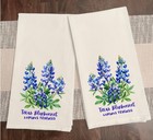 Kitchen Dish Towel Texas Bluebonnets 100%  Cotton Flour Sack Size 28x28 Set of 2