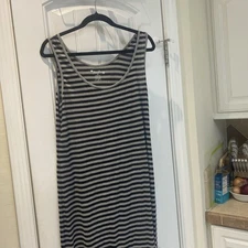 Just Love Tank Dress XL Black And Gray Stripe Longer In The Back 536