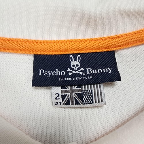 Camisa Polo Psycho Bunny Para Hombres 2XLT Blanca Naranja Pima Algodón Logo Golf Informal - Imagen 4 de 13