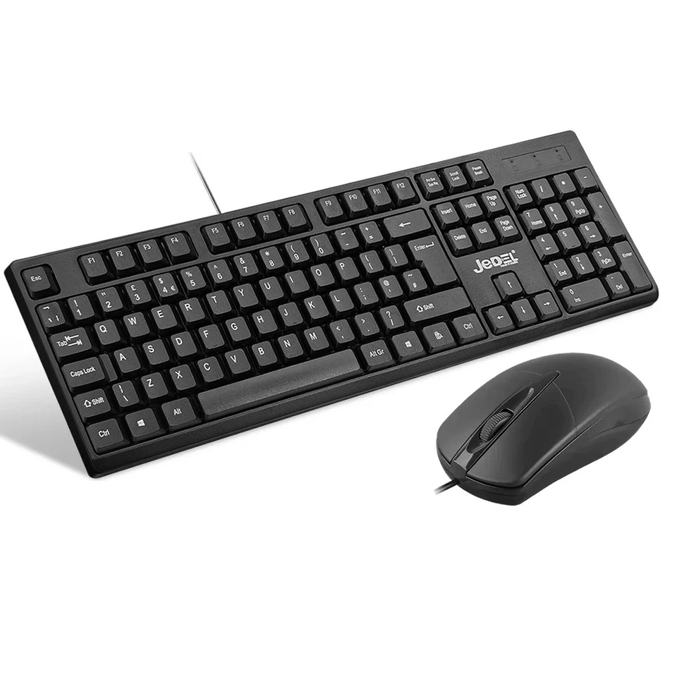 USB Wired Keyboard And Mouse Set Combo UK QWERTY Layout For PC Laptop Full-Size - Image 1 of 4