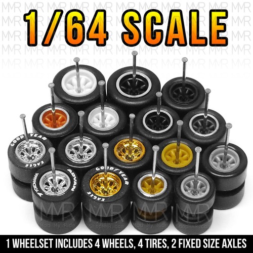 1/64 Scale WATANABE 8 SPOKE Real Rider Wheels Rims Tires Set for Hot - Picture 24 of 24