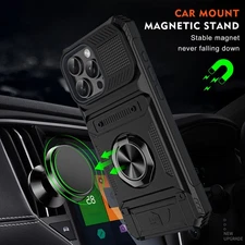 For iPhone 16 15 14 13 Plus Pro Max Kickstand Ring Mag Safe Magnetic Case Cover