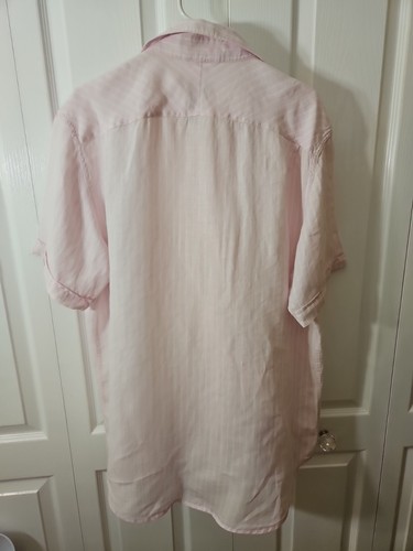 Saks Fifth Avenue Linen Shirt Light Pink Short Sleeve Men's Size Large Button Up - Picture 6 of 10