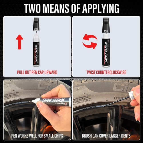 Wheel Scratch Repair Kit, Gloss Black Rim Touch Up Paint, Repair Curb Rash, S... - Picture 5 of 8