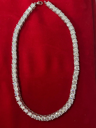Rare 5mm Round Cut Lab Created Diamond 14k White Gold Plated 18" Tennis Necklace - Picture 2 of 6