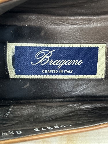 Zapatos de vestir mocasines de cuero marrón 8,5 W Bragano English becerro para hombre hechos en Italia - Imagen 11 de 13