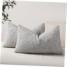 Striped Throw Pillow Covers 12x20 Set of 2 Textured 20" x 12" Pack of 2 Blue